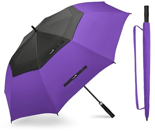ZOMAKE Regenschirm Groß Sturmfest XXL - 68 Zoll Großer Golfschirm Automatik, Zweifarbig (Schwarz-violett), Winddichter Partnerschirm Stabil für 2-3 Personen