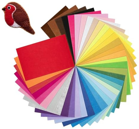 BDHYYM Filz 40 Farben Bastelfilz,Filz zum Basteln 20X30CM,Dickes Bastelfilz,Bunter Filzstoff,Polyester Felt Fabric Basteln,Filzplatten für DIY Handwerk Nähen Manual Decoration