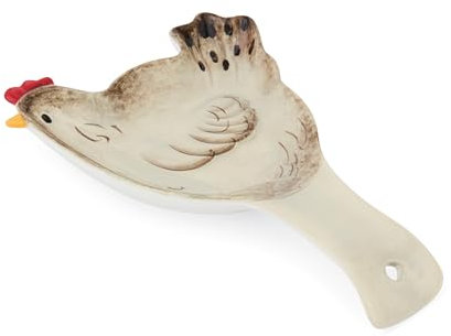 Cooksmart Hen House Lane Large Spoon Rest | British Designed Farmhouse Kitchen Utensil Holder | Hen-Shaped Stoneware Spoon Rest | Rustic Countryside Style | Dishwasher & Microwave Safe
