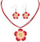 YUEXNKO Ensemble Bijoux Femme Fleurs, Collier Boucles D'Oreilles Fleurs, Femme Collier Boucles D'Oreilles Eté, pour Fête Hawaïenne Thème (Rouge)