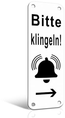 TAKULA Klingelschilder-Schild Klingel mit Pfeil,15 * 5CM Selbstklebendes Klingelschild aus Aluminium,Briefkastenaufkleber an der Eingangstür