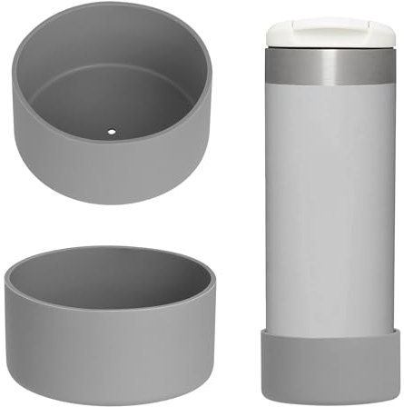 Pack of 2 Silicone Dust Jacket for Stanley Aerolight Transit Thermal Mug 350ML/470MLCompatible with Multiple Thermos Bottles with a Base Diameter of 6.9-7.2cm(No Cup) (Grey)