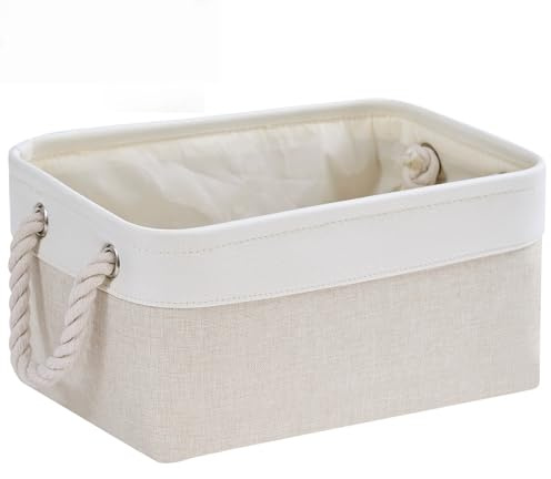 Mangata Small Storage Box, Thickened Fabric Storage Basket with Handles for Shelves Toy (S, 1 Pack)