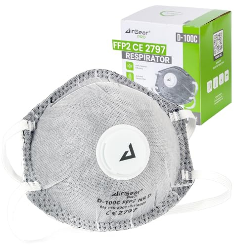 AirGearPro FFP3 Maske mit Ventil (5er, 10er, 20er Pack) gegen Feinstaub | Staubmaske, Atemschutzmaske & Feinstaubmaske gegen Feinstaub & Schimmel, für Bau, Handwerk, Schleifen & Holz