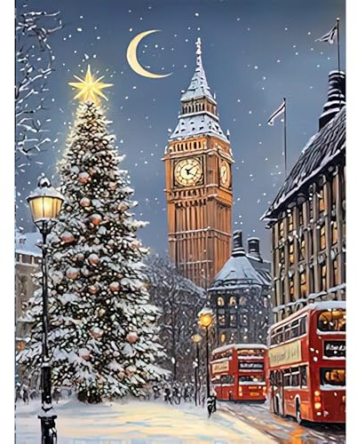 RICUVED London Diamond Painting Kits,5D Christmas Diamond Art Painting Kits for Adults Full Drill Crystal Picture Art Kits for Beginners for Home 11.8x15.7 in
