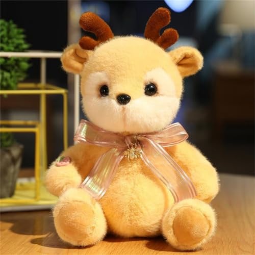 AQCQDQ Weihnachten Elch Kuscheltier, Plüsch Elch Spielzeug, Weiche Elch Plüschtiere Plüschpuppe, Weihnachtselch Deko, Geschenk für Kinder (23 cm,Gelb)