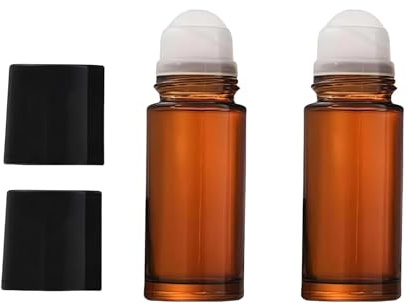 2 x braune Glasflaschen für ätherische Öle, Parfümroller, nachfüllbare Roll-on-Flaschen, Behälter, leerer Deo-Rollerball, Schönheits- und Körperpflege-Werkzeuge für Duft-Kosmetik, Roll-on-Flaschen, 30