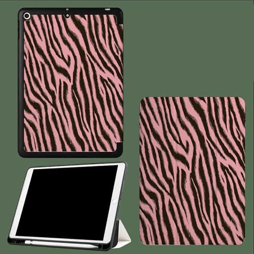 Funda para iPad 9.ª/8.ª/7.ª generación 10,2 (2021/2020/2019), Funda Inteligente ultradelgada y Ligera con Tapa magnética y función de Encendido y Apagado automático,Estampado De Cebra Rosa