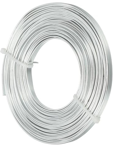 sourcing map 18 Gauge Flat Aluminum Wire, 16.40 ft 5mm Wide Aluminum Crafts Wire for Flower Bonsai Crafts Carving DIY Bezel Sculpting Gem Metal Wrap, Silver Tone
