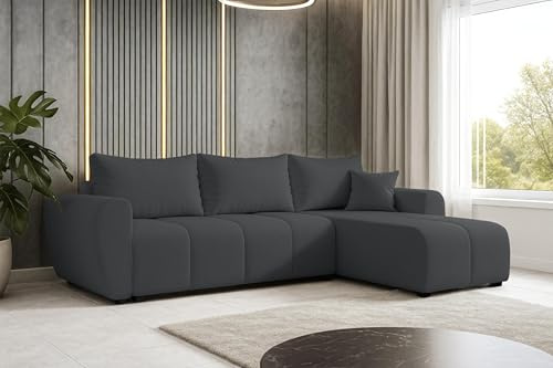 AXLIVING Eckcouch mit Schlaffunktion Malatya L Mini Sofa Dunkelgrau R