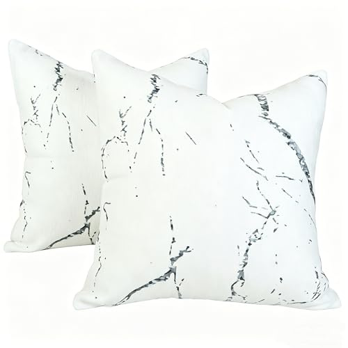 OYIMUA 2er Set Deko Kissenbezug 40x40 Weiß Chenille Kissenbezüge Moderne Dekokissen Weich Sofakissen Quadratisch Kuschelkissen Aesthetic Pillow Cover