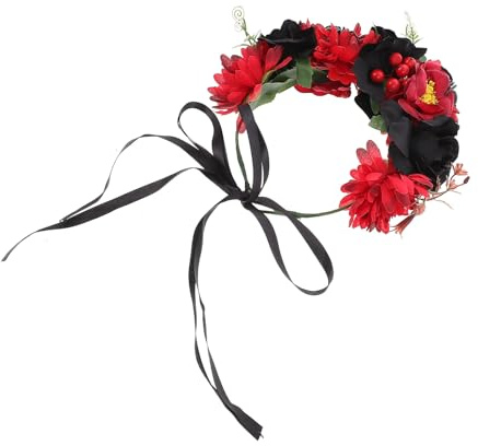 PENIKOKO Weihnachts Blumenkranz Stirnband aus Kunststoff Verstellbarer Blumenkopfschmuck mit Kunstrosen für Frauen Mädchen Party Halloween Neujahr Haar Accessoire