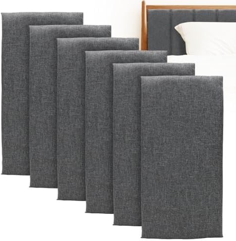 Wapasezyar Wandpaneele Gepolsterte, 4 Stück 40x20cm Polsterplatte Selbstklebend,Rechteckige Deko-Wandpaneele, Anti Kollisions Bettkopfteil Wandkissen, 3D Wandverkleidung Wandpolster (Dunkelgrau)