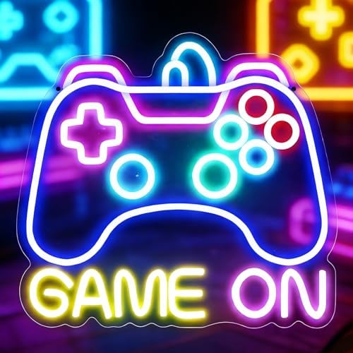 Targa da gioco al neon, Game on neon, connessione USB, per gamer LED, lampada decorativa per camera dei giochi, decorazione per camera dei giochi, idea regalo
