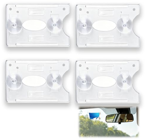 QTORCHE Porte Carte Handicapé Pare-Brise, Porte Carte Pare-Brise, Étui Transparent pour Stationnement PMR et Ticket, Lot de 4 Supports Auto Faciles à Retirer, Pochette Voiture Solide, 8,5 × 5,4 cm