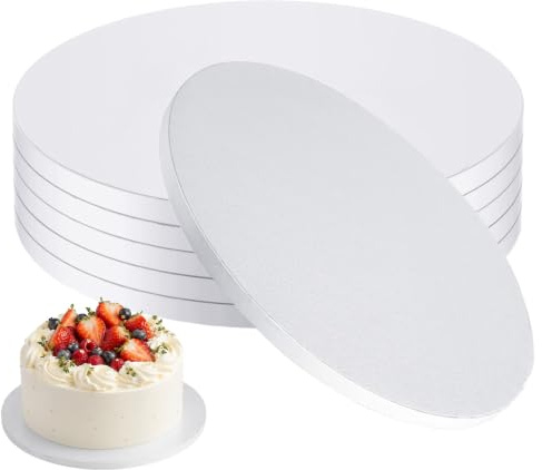 Forhandy 6 Stück Tortenplatte Pappe,Cake Board 25cm Rund | Wiederverwendbare Tortenunterlage für 6-9 Inch Kuchen und Desserts usw (10IN)