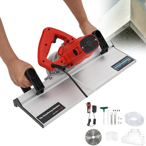 Electric Tile Cutter, Wet Cutter for Bevel Cuts, 1200W Tool for Home Improvement, 45 Degree Tile Chamfering for Precision Cutting