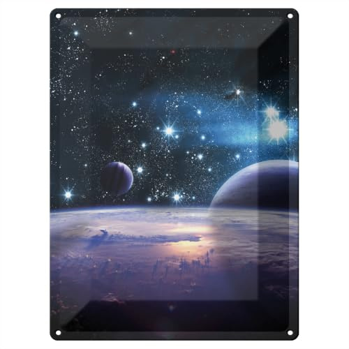 Wallario Blechschild Wandbild aus Metall Planeten im Weltall - 30 x 40 cm in Premium-Qualität: Brillante Farben