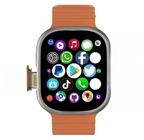 KAIRUIXING New S10 Ultra Smart Watch 4G SIM Card 2.06''AMOLED Screen GPS WIFI 190°Rotating Camera Video Call Gooogle Play Android Smartwatch (4G 64G,Orange)