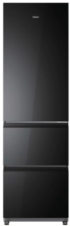 Haier 3D Combi Series 3 HTR3518DNGBK 185cm 60/40 Frost Free Fridge Freezer - Obsidian Black Glass - D Rated
