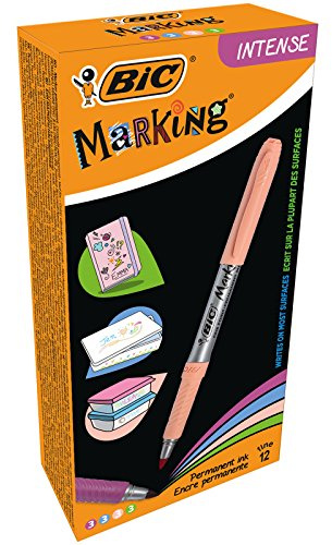 BIC Marking Permanent Markers Fine Tip Assorted Intense & Pastell Colors 6+2 Pack