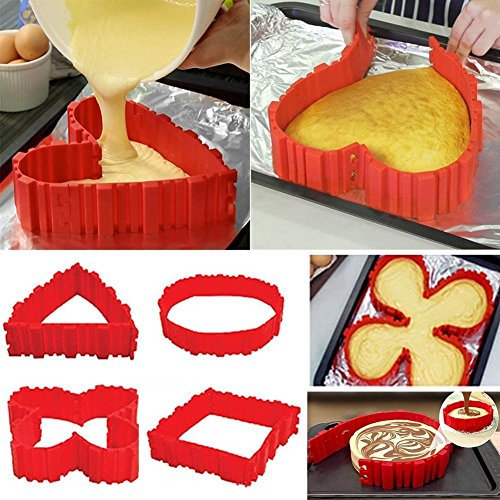 KJLM Silicone Antiadhésif Gâteau Moule DIY 4PCS Outils de Moule Gâteau Cuire Pan Magic Bake - Multi-Formes