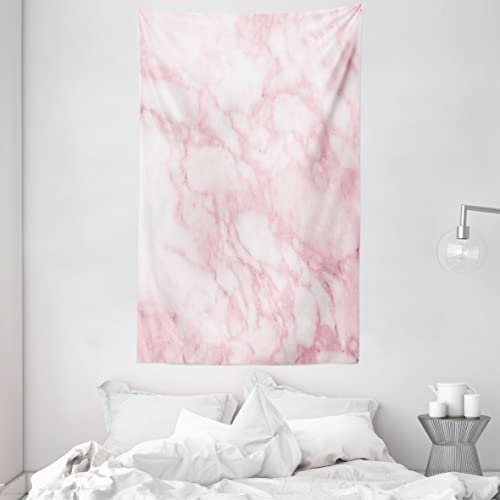 ABAKUHAUS Marmor Wandteppich und Tagesdecke, Weiche Granit-Beschaffenheit aus Weiches Mikrofaser Stoff Waschbar ohne Verblassen Digitaldruck, 140 x 230 cm, Blassrosa