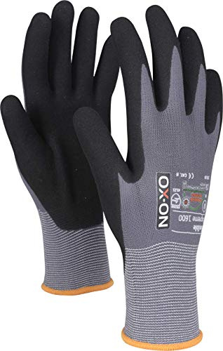 OX-ON HandschuhMan Flexible Supreme Arbeitshandschuhe Nitril Montagehandschuhe Gr. 6-12 (6 Paar Größe 11)