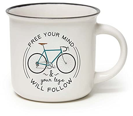Legami - Tazza Cuppuccino in Porcellana New Bone China, Tazza da Colazione, Mug Caffè Thé Lavabile in Lavastoviglie, Diametro 10 cm, Capacità 350 ml, Tema Bike Lover