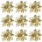 Glitter Christbaumschmuck,9 Stück Gold Weihnachtsglitter Blumen Weihnachtsstern Blumen Künstliche Blumen Weihnachtsbaum Ornamente Dekorationen 5.1 / 4.3inch für Neujahr Weihnachtsbaum Ornamente 11CM