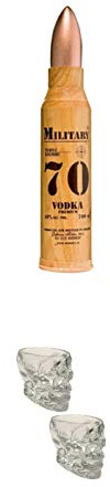 Debowa Military 70 Vodka Premium 40% Vol. 0,7 Liter + Wodka Totenkopf Shotglas 2 Stück
