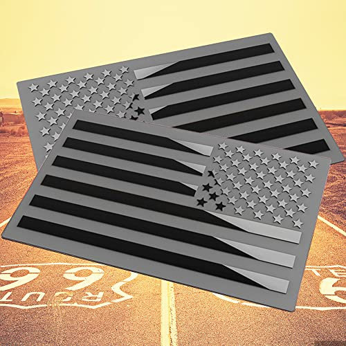 3D-Emblem aus Metall, amerikanische Flagge, für Auto, LKW oder SUV, 12,7 x 7,6 cm (mattes Schwarz, 1 Paar)