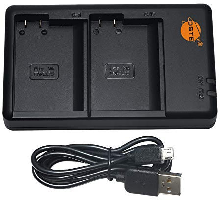 DSTE Chargeur de batterie double USB compatible avec la batterie Nikon EN-EL15 EN-EL15a comme MH-25 – Alimentation via micro-USB vers câble de charge USB-A 2.0