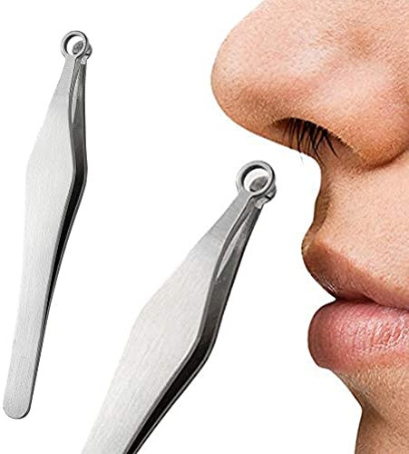 1 morceau de Hommes nez cheveux parage Brucelles nez Tondeuse à cheveux Poids léger Pince à épiler manuelle en acier inoxydable pour le nez Parfait pour Les poils du nez