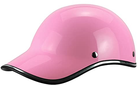 Halboffener Motorradhelm Halbschalen Motorrad Jet Helm Fashion Baseball Herren und Damen Half Face Moped Scooter Fahrradhelme ECE Approved (55-62cm),Rosa
