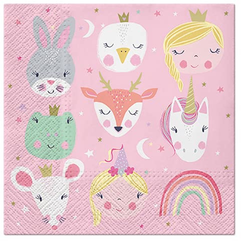 20 Servietten M?rchenfreunde | Mädchen| Tiere | Kinder | Geburtstag 33x33cm