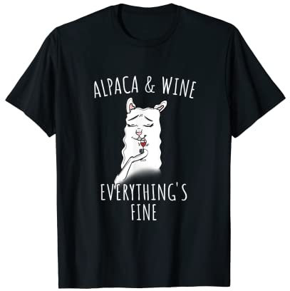 Lustiges Alpaka Lama mit Weinglas Vino Spruch Wein T-shirt T-Shirt