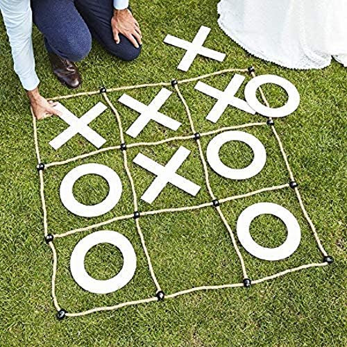 Miss Lovely XXL Tic Tac Toe Spiel für Drinnen & Draussen aus Holz/Party-Spiel XXO Hochzeits-Spiel traditionelle Spiele für Garten & Haus/Partyspiele