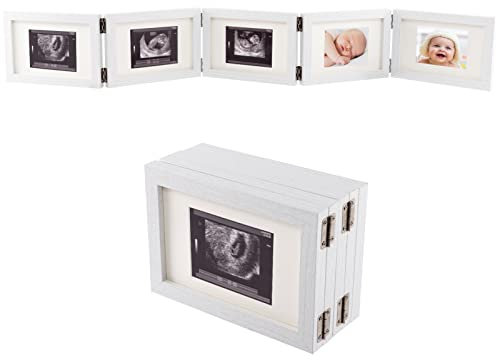 Faltbarer Sonogramm-Bilderrahmen für werdende Eltern, 11.9x17.3 cm, Baby-Ultraschall-Bilderrahmen, Naturholz, Sonogramm, Schwangerschaftsrahmen, Geschenke, Kinderzimmerdekoration