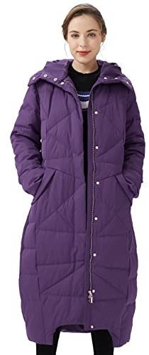 OROLAY Piumino Lungo da Donna con Cappuccio e Piumino Invernale Viola XS
