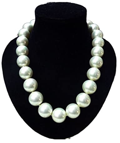 GREnTiNS 20 mm Südsee weiße Muschel Perlen Halskette Schmuck Mode Schmuck Schmuck (Main Stone Color : White)