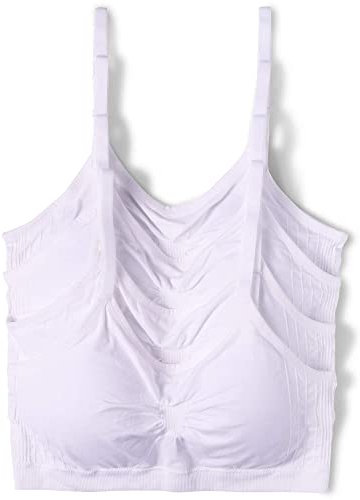 Kalon 4 Stück Damen Nylon Spandex Herausnehmbare Pads Komfort Cami BHs Kabellos, 4 Stück, Weiß, X-Small
