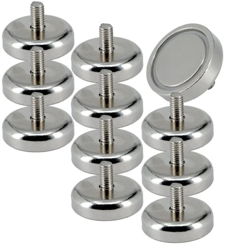 [10 Stück] Neodym Magnete mit Gewinde - Neodym-Magnet M5 Gewindebolzen 25mm Magnet mit 20Kg Zugkraft Topfmagnet Außengewinde Flachgreifer Super Stark