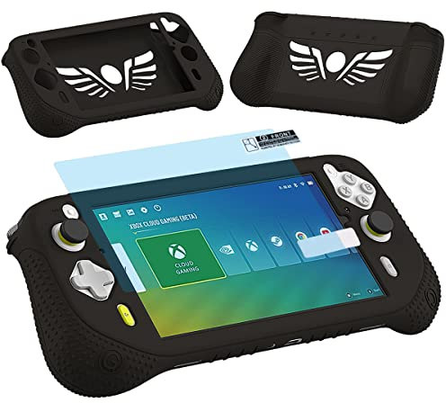 Silikon-Schutzhülle für Logitech G Cloud Gaming Handheld, Schutzhülle für Logitech G Cloud Gaming-Konsole, Displayschutzfolie, Zubehör (schwarze Hülle und Sreen-Folie)
