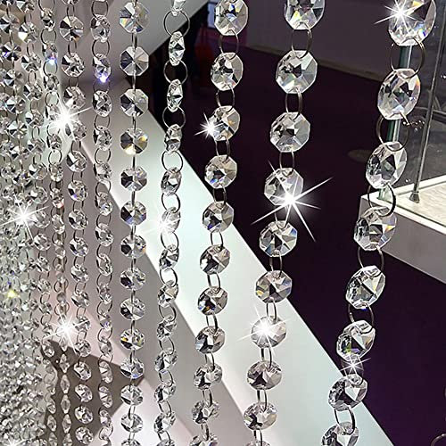10 Beads Strings for Door Curtains, Hanging Crystal Acrylic Gems Bead Strands Doorway Window Room Divider, Wedding Light Tassel Beads Decor, 1m Long