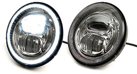 MOTO NOSTRA Scheinwerfer LED HighPower, 143mm mit verchromtem Reflektor für Umrüstung kompatibel für Vespa PX, Cosa, Sprint, Rally Ersatz Scheinwerfer