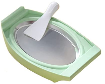 Instant Cold Plate Small Ice Cream Roll Maker Rolled Ice Cream Maker for Kids Fried Ice Cream Machine with 2 Scrapers Ice Cream Maker Pan Multifunctional Cold Sweet Fried Food Plate ( Color : Groen ,
