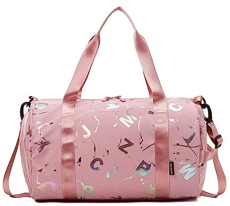 Petit sac de sport pour femme, joli sac de sport de voyage avec compartiment à chaussures et poche humide, sac fourre-tout à emporter pour le week-end, les escapades, l'entraînement, le yoga, rose,