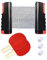 DEVESSPORT Set de Ping Pong con Red Retráctil | 2 Palas + 3 Pelotas + Red Ajustable | Red Ajustable para Mesas de Ping Pong | Juego Portátil para Interior y Exterior