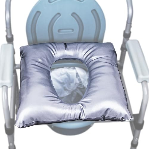 MINIVON Bedside Commode Cushion, Universal Fit, Commode Seat Cushion for Elderly, Soft Seat Pad Cover Toilet Seat, Padded Camping Toilet, Commode Chair Cushion 17 x 17 with Fixing Straps
